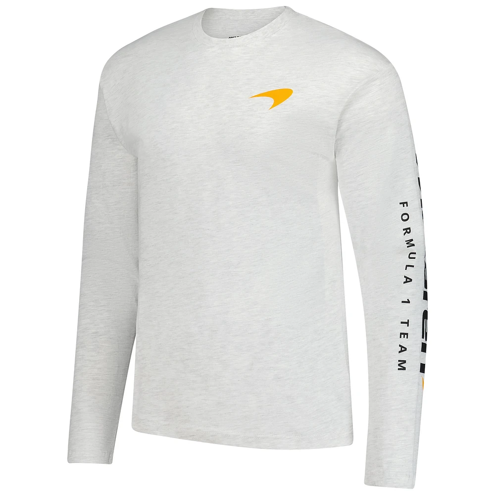 Men's  Heather Gray McLaren F1 Team Outlined Car Long Sleeve T-Shirt