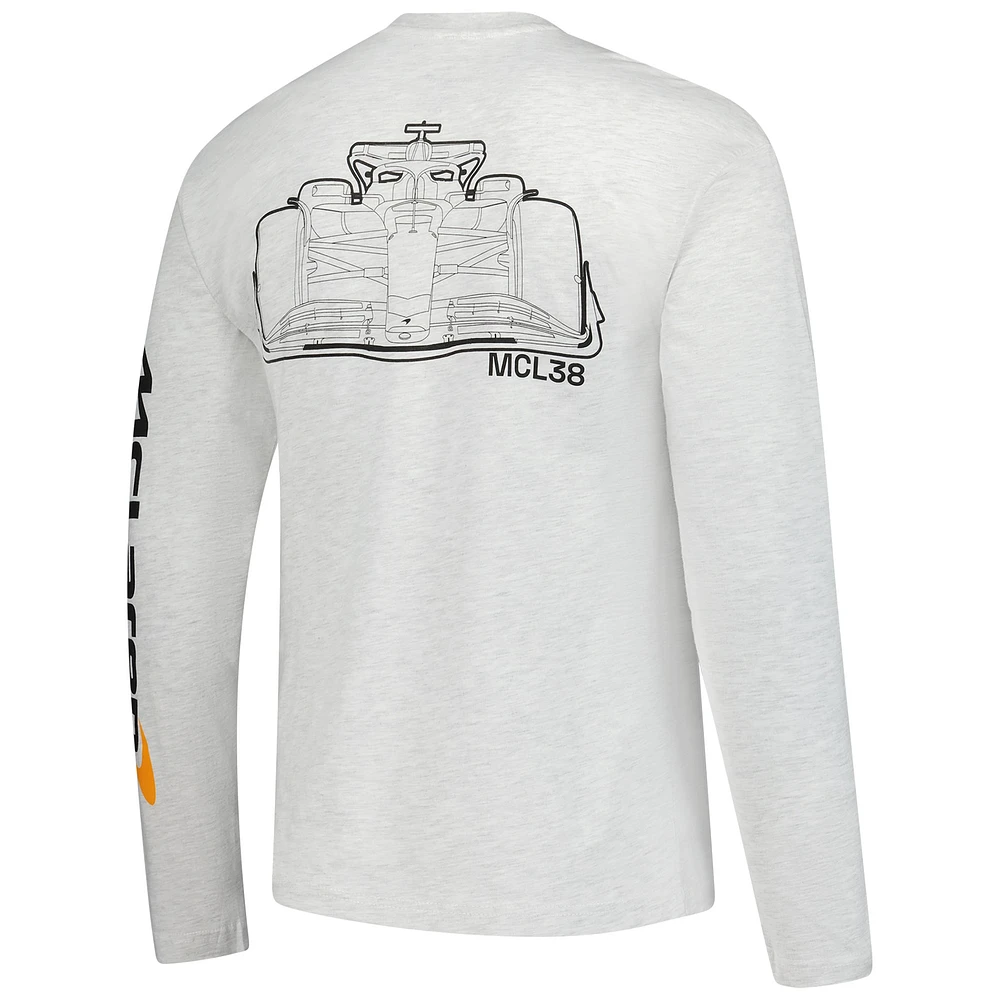 Men's  Heather Gray McLaren F1 Team Outlined Car Long Sleeve T-Shirt