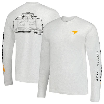 Men's  Heather Gray McLaren F1 Team Outlined Car Long Sleeve T-Shirt