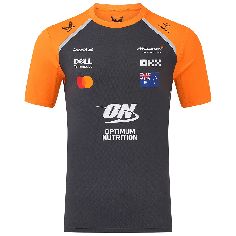 T-shirt réplique du pilote McLaren F1 Team 2025 pour homme, anthracite/orange, Oscar Piastri
