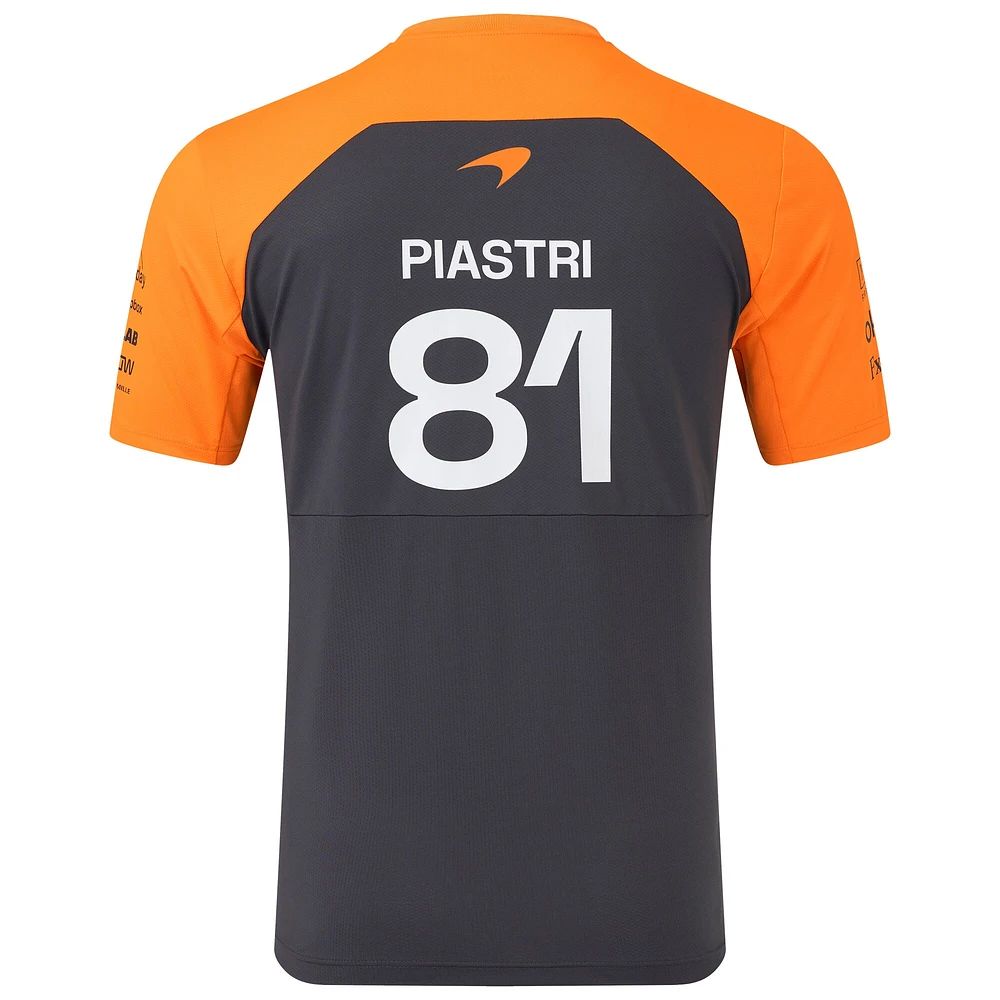 T-shirt réplique du pilote McLaren F1 Team 2025 pour homme, anthracite/orange, Oscar Piastri