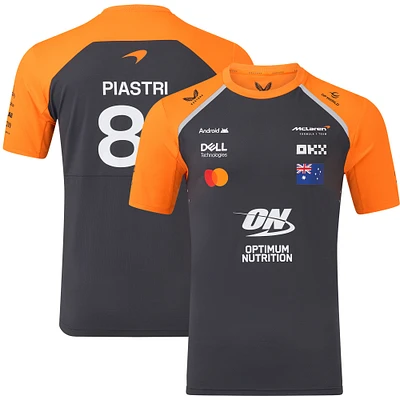 T-shirt réplique du pilote McLaren F1 Team 2025 pour homme, anthracite/orange, Oscar Piastri