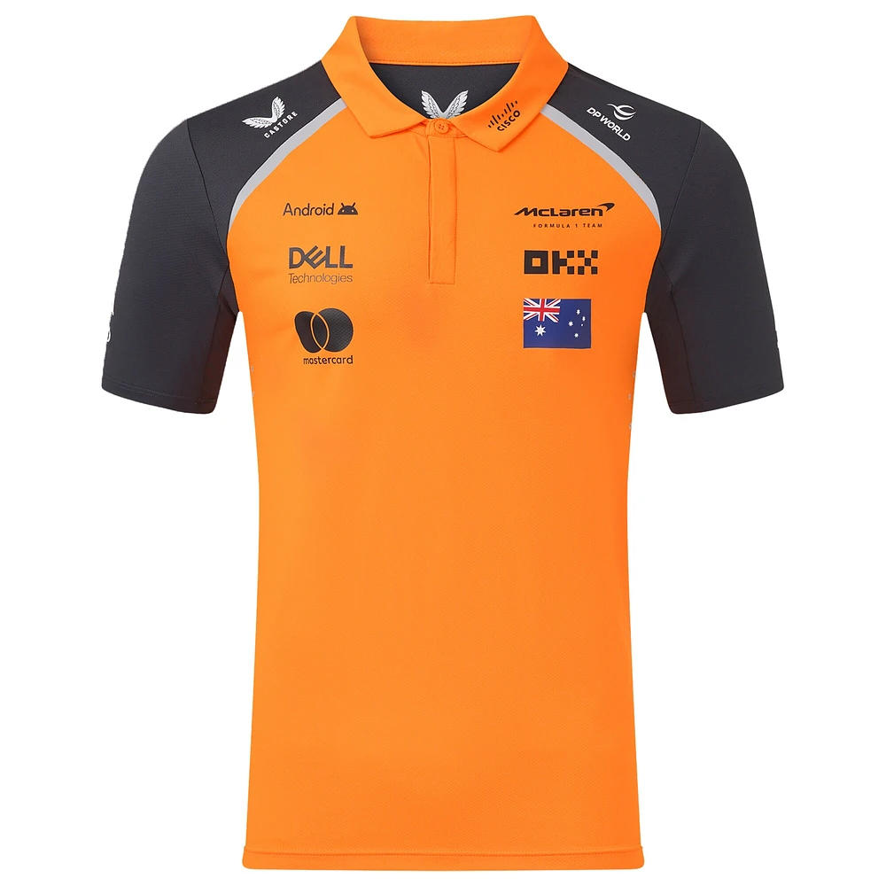 Polo réplique du pilote McLaren F1 Team 2025 orange/anthracite Oscar Piastri pour homme