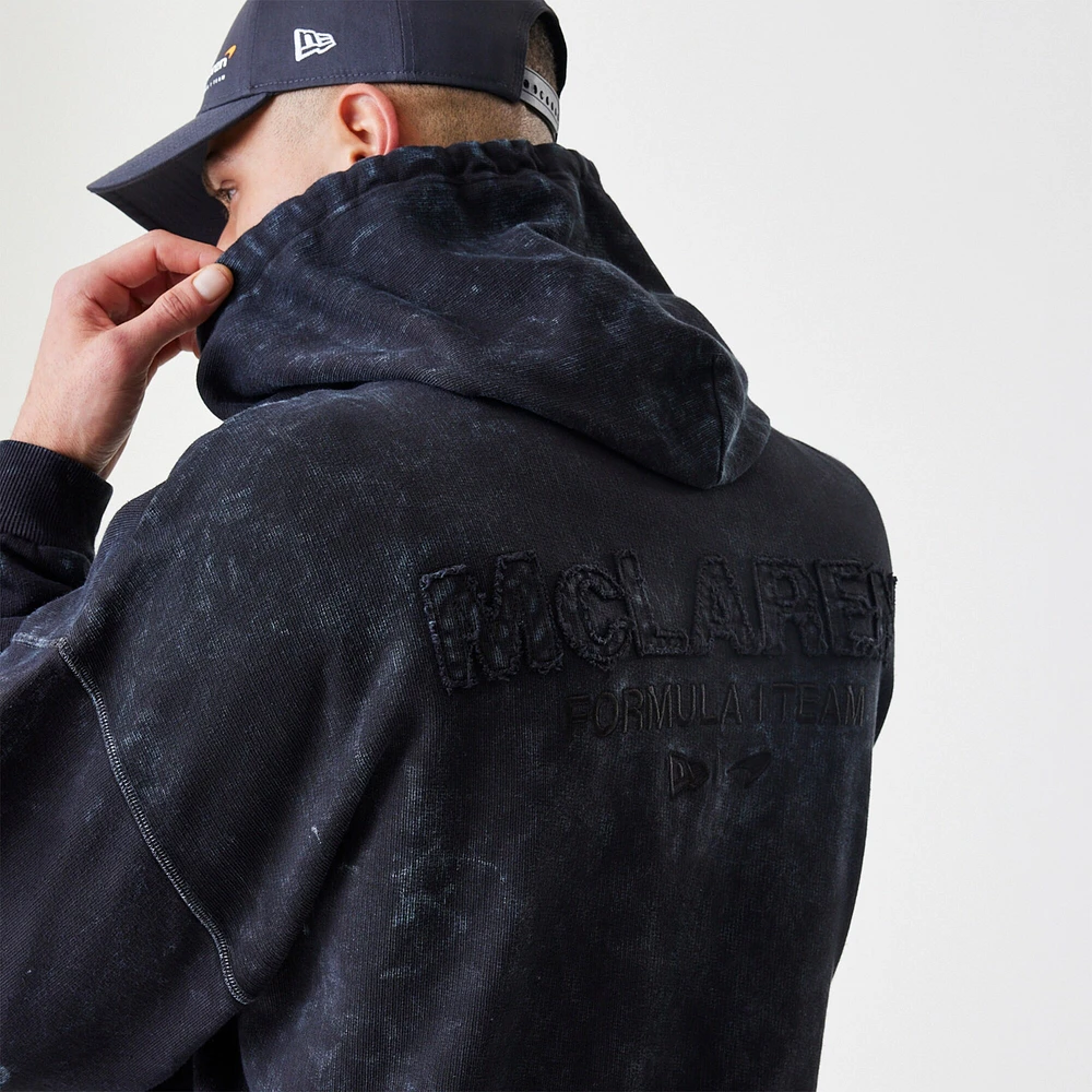 Sweat à capuche zippé noir délavé l'acide McLaren F1 Team New Era pour homme