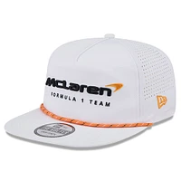 Men's New Era White McLaren F1 Team Leisure Featherweight Perforated Rope Golfer Snapback Hat