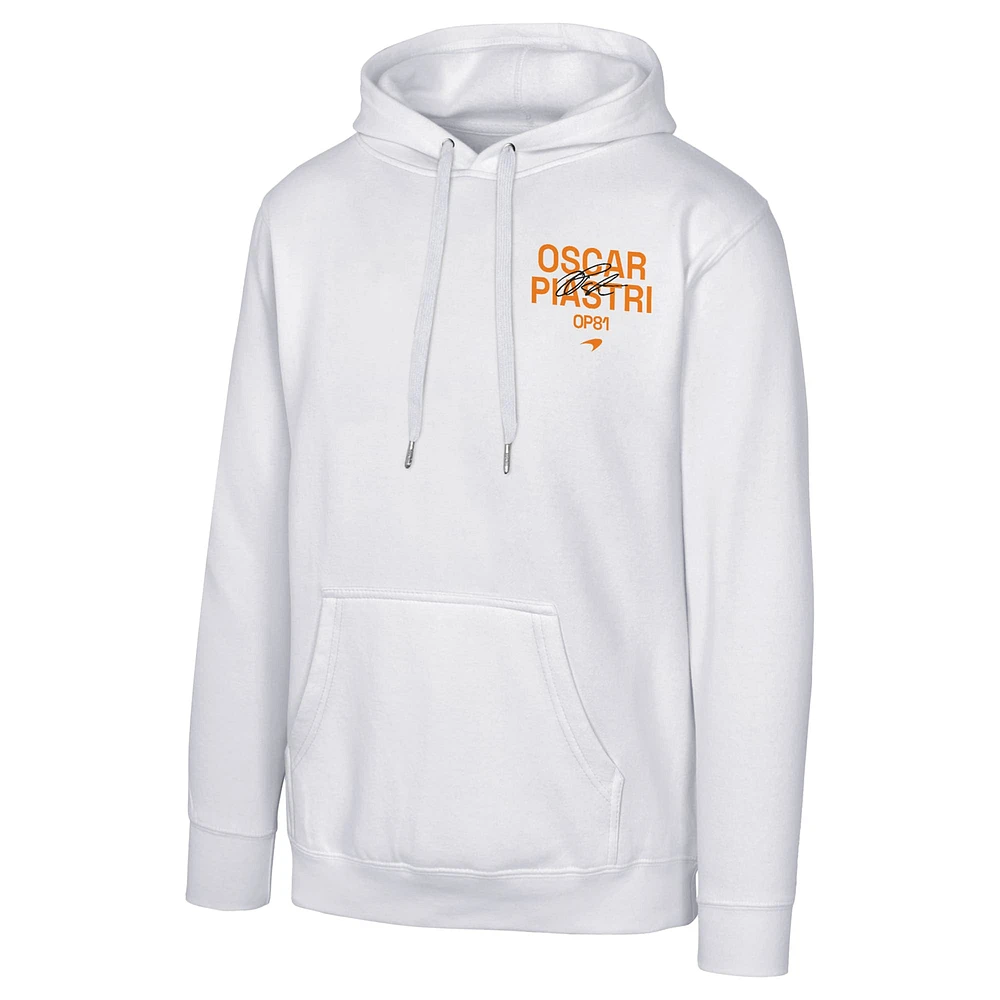 Men's Oscar Piastri #81 White McLaren F1 Team Fleece Pullover Hoodie