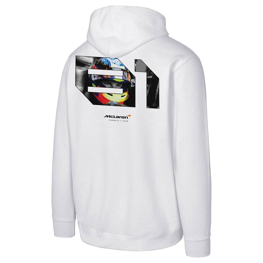 Men's Oscar Piastri #81 White McLaren F1 Team Fleece Pullover Hoodie