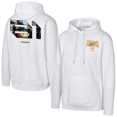 Men's Oscar Piastri #81 White McLaren F1 Team Fleece Pullover Hoodie