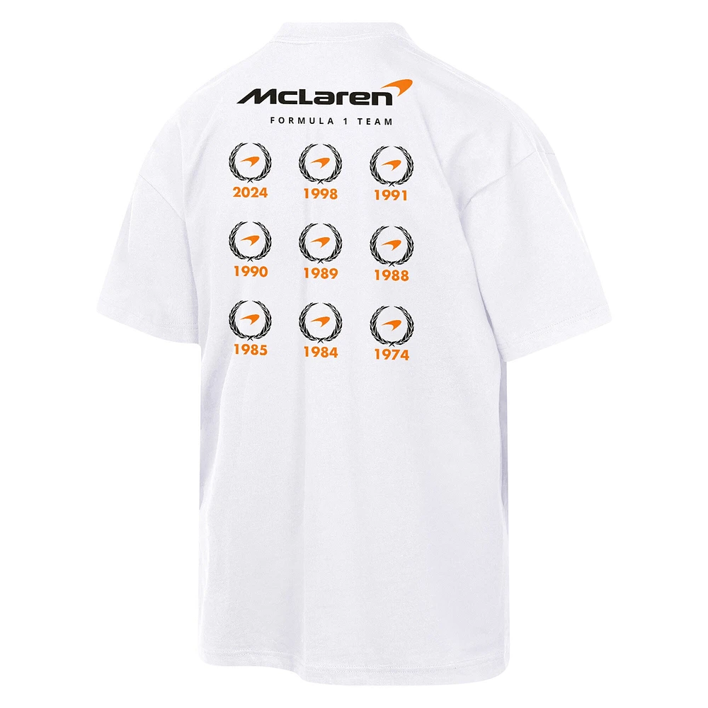 T-shirt blanc pour homme McLaren F1 Team 2024 Constructors' Cup Podium Champion