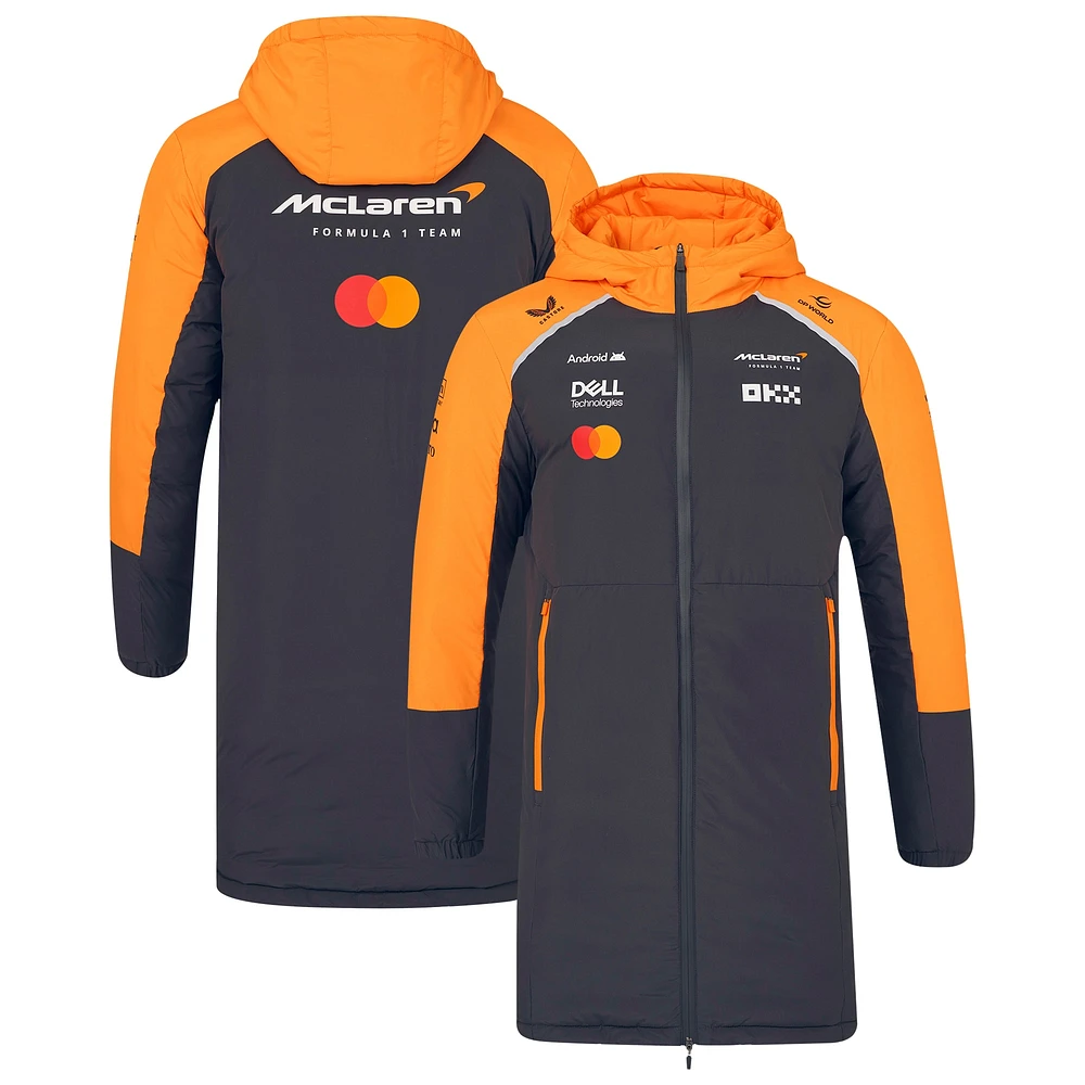 Veste de pluie longue zippée unisexe McLaren F1 Team 2025 Replica Anthracite/Orange