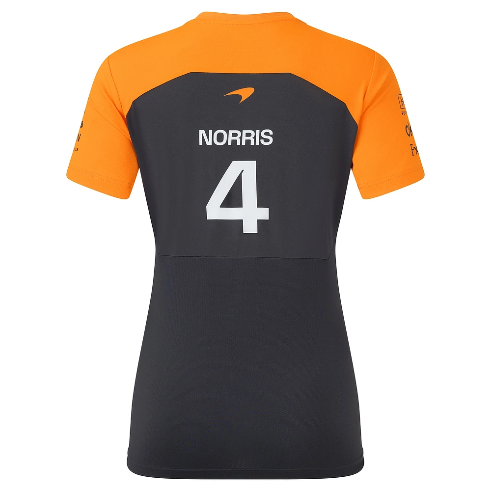 Women's McLaren Lando Norris Anthracite/Orange F1 Team 2025 Replica Driver Set Up T-Shirt