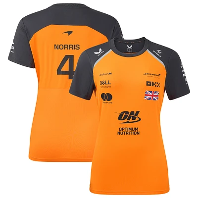 T-shirt pour femme avec réplique du pilote McLaren F1 Team 2025 orange/anthracite Lando Norris