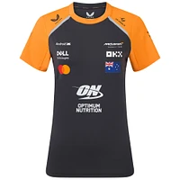 T-shirt réplique de l'écurie McLaren F1 Team 2025 pour femme, couleur anthracite/orange, Oscar Piastri