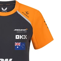 T-shirt réplique de l'écurie McLaren F1 Team 2025 pour femme, couleur anthracite/orange, Oscar Piastri