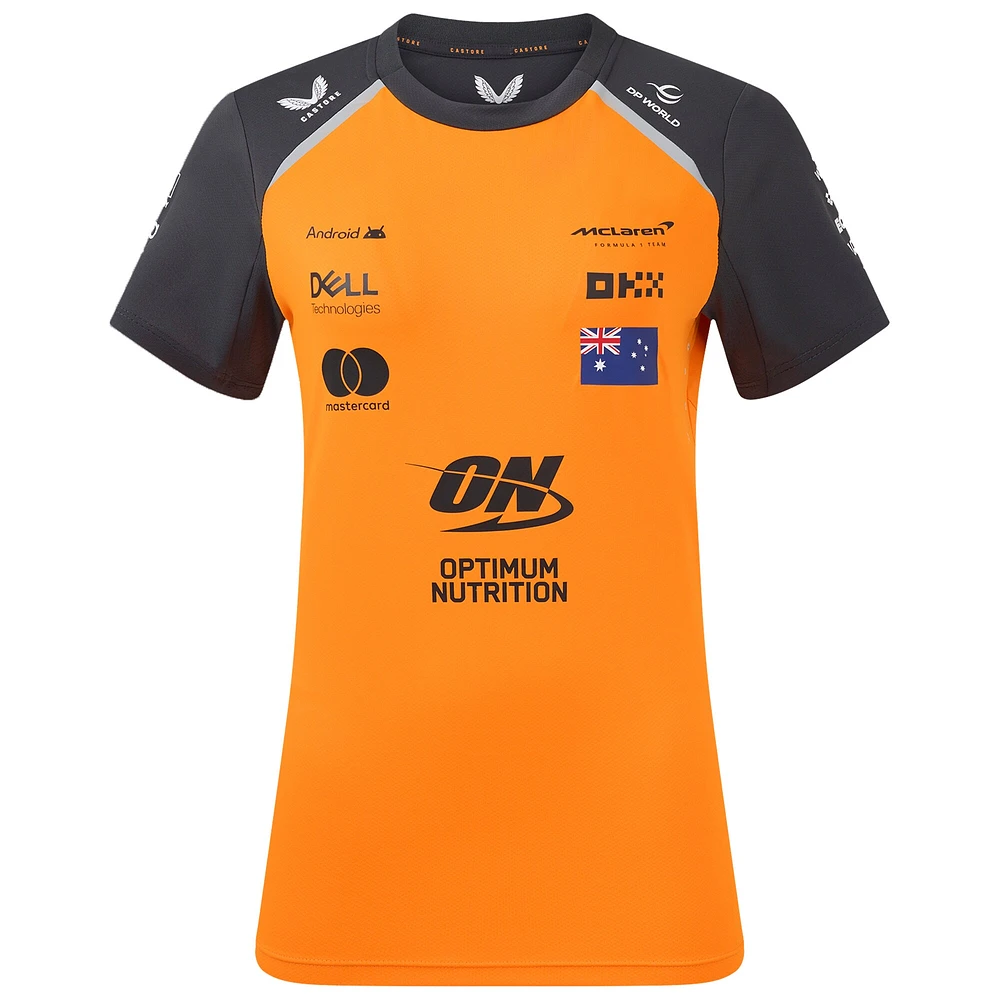 T-shirt réplique du pilote McLaren F1 Team 2025 orange/anthracite pour femme avec logo Oscar Piastri