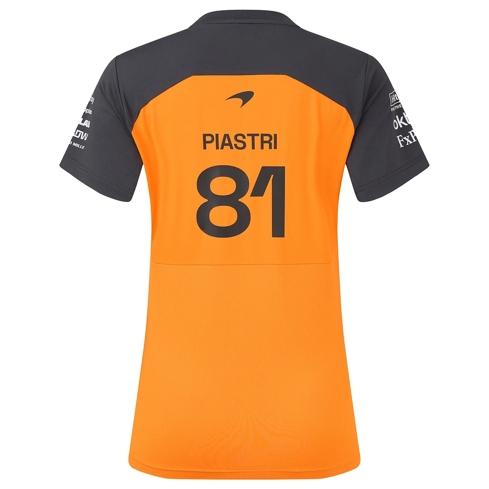 T-shirt réplique du pilote McLaren F1 Team 2025 orange/anthracite pour femme avec logo Oscar Piastri