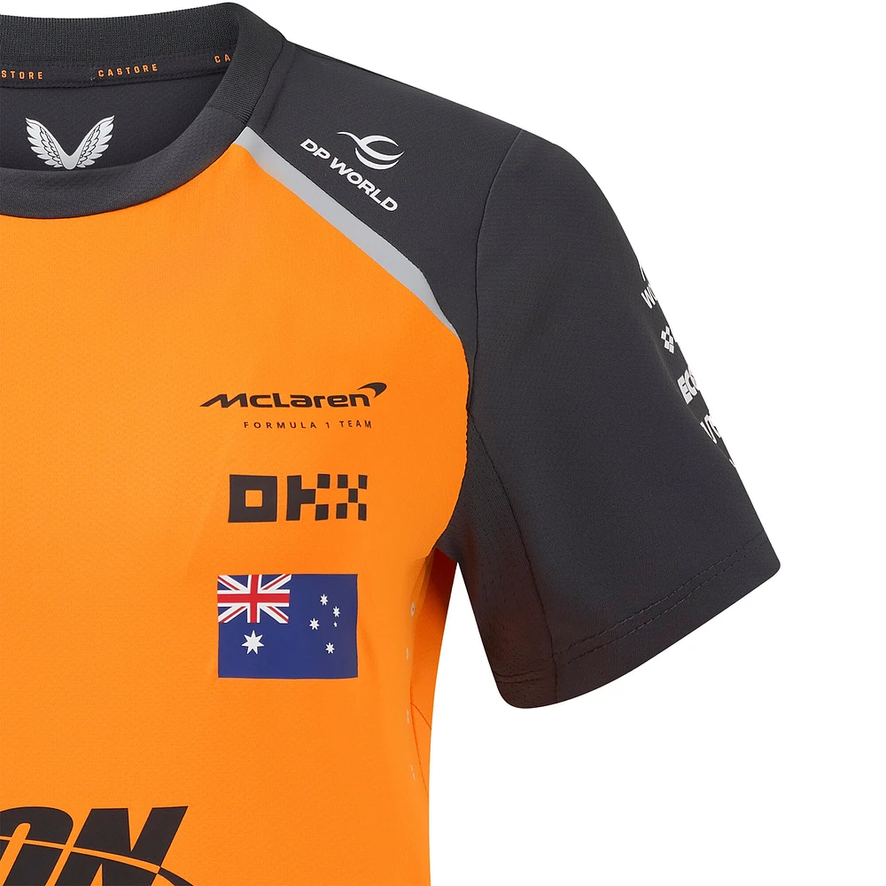 T-shirt réplique du pilote McLaren F1 Team 2025 orange/anthracite pour femme avec logo Oscar Piastri