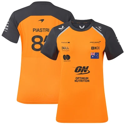 T-shirt réplique du pilote McLaren F1 Team 2025 orange/anthracite pour femme avec logo Oscar Piastri