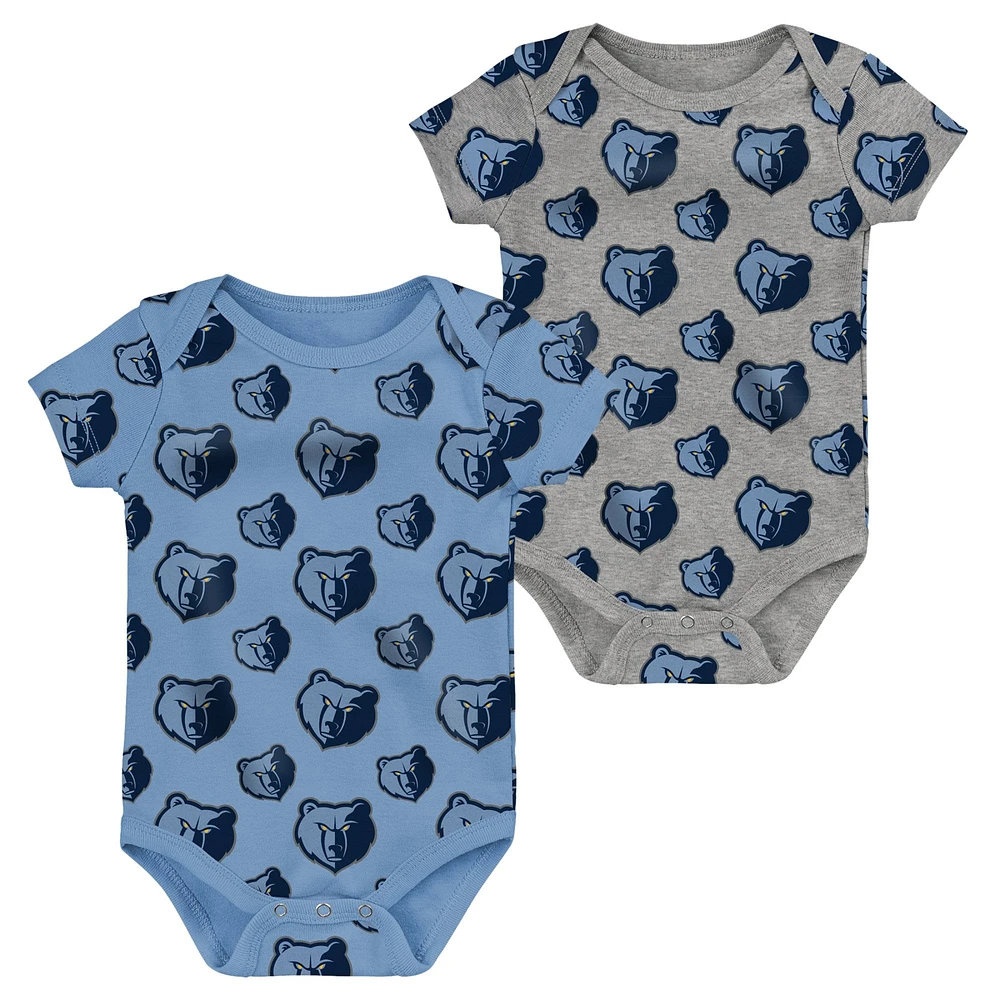 Lot de deux body bleu clair/gris Memphis Grizzlies pour bébé