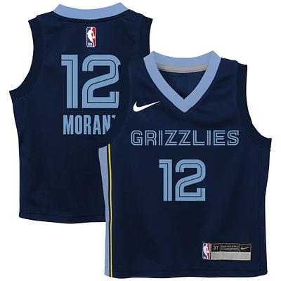 Maillot de joueur Nike Ja Morant Navy Memphis Grizzlies Swingman pour bébé - Icon Edition