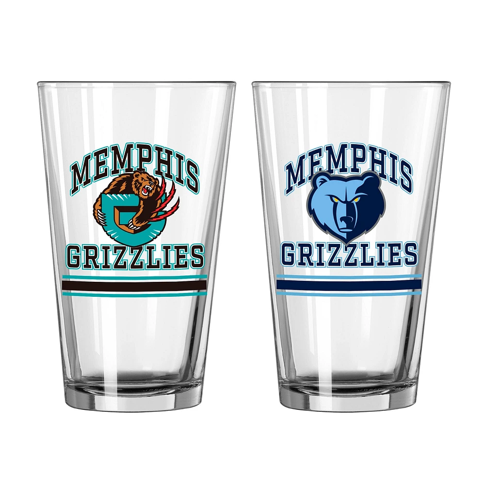 Grizzlies de Memphis 16oz. Verre à pinte, paquet de deux