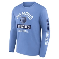 T-shirt à manches longues bleu clair Fanatics pour hommes Memphis Grizzlies