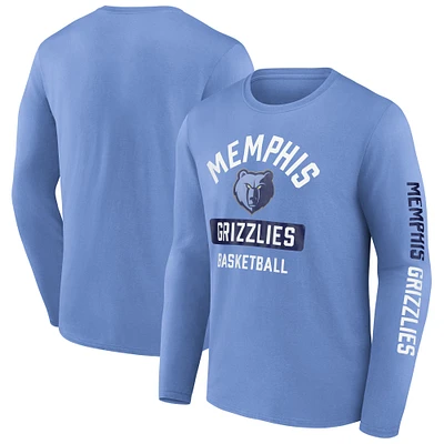 T-shirt à manches longues bleu clair Fanatics pour hommes Memphis Grizzlies