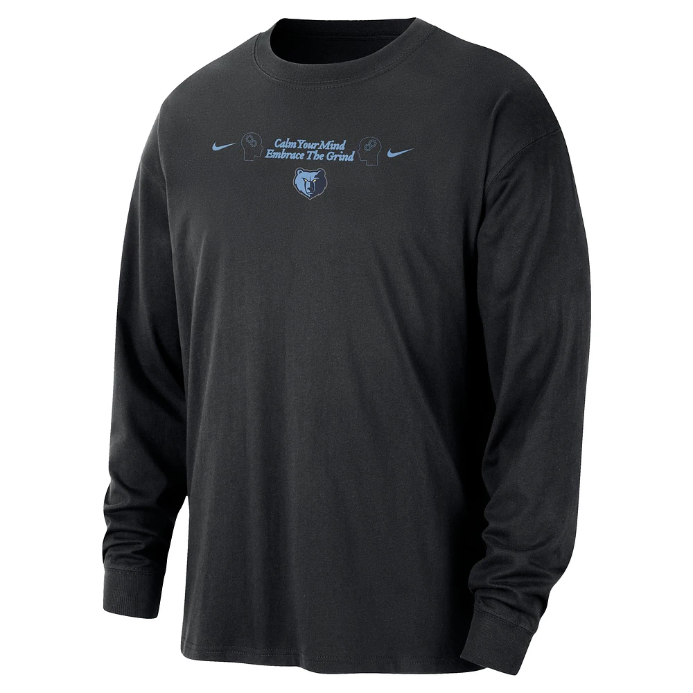 Men's Nike Black Memphis Grizzlies Courtside Oversized Long Sleeve T-Shirt