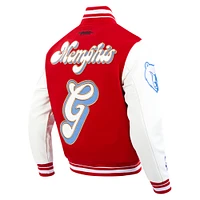 Veste zippée en laine pour homme Pro Standard rouge/blanc Memphis Grizzlies 2024/25 City Edition Varsity