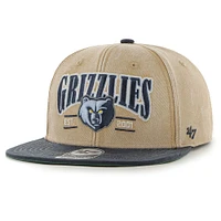 Casquette snapback Chilmark Captain des Memphis Grizzlies pour homme, kaki/bleu marine, '47