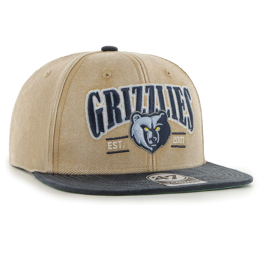 Casquette snapback Chilmark Captain des Memphis Grizzlies pour homme, kaki/bleu marine, '47