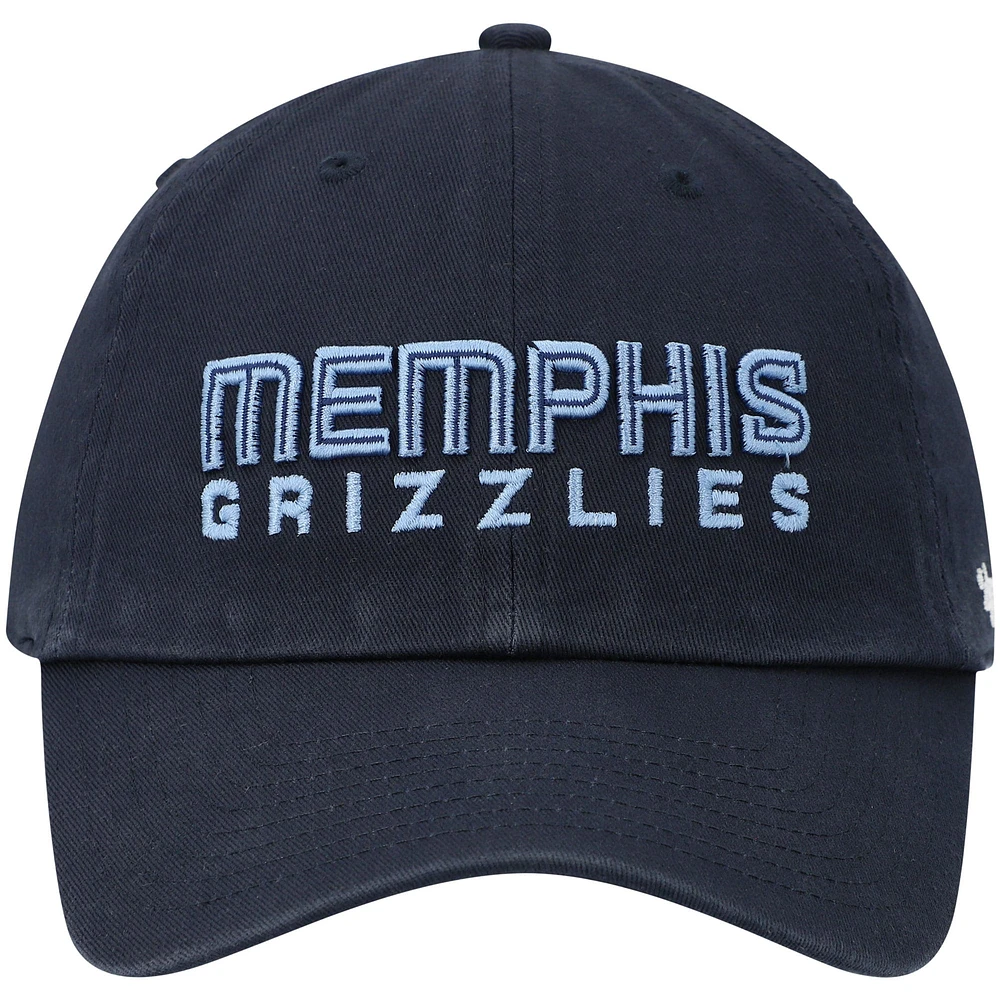 Casquette réglable '47 Navy Memphis Grizzlies Clean Up Wordmark pour homme