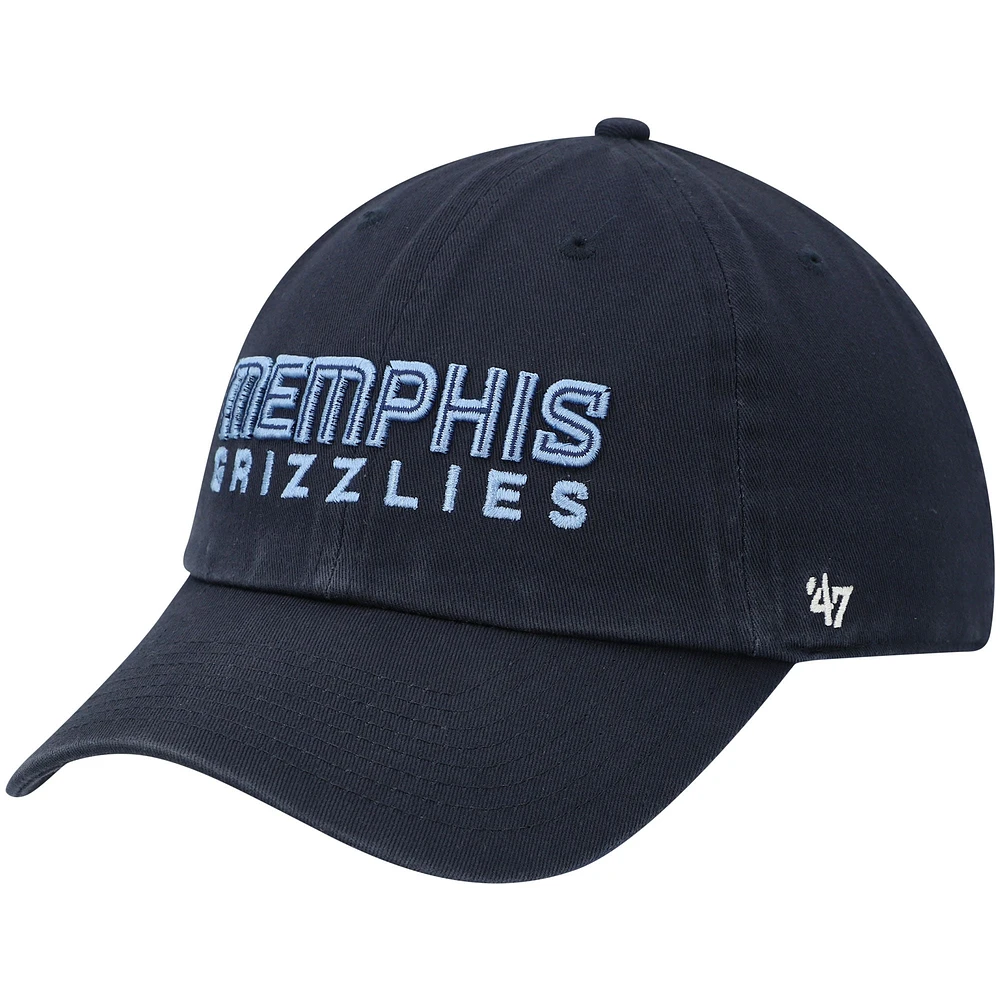 Casquette réglable '47 Navy Memphis Grizzlies Clean Up Wordmark pour homme