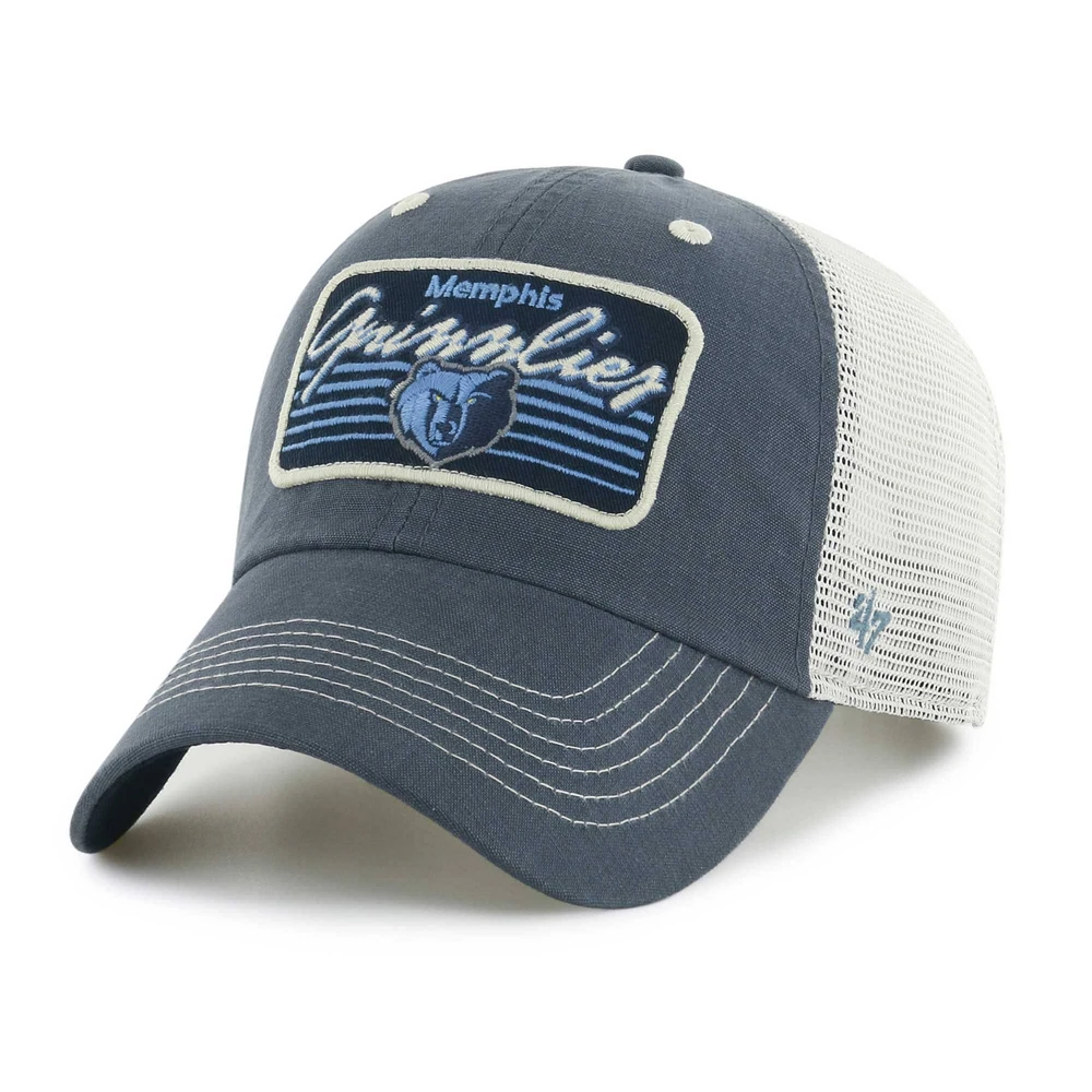 Casquette réglable de nettoyage à cinq points avec patch à cinq points bleu marine '47 Memphis Grizzlies pour hommes