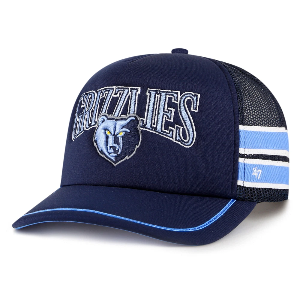 Casquette réglable de camionneur à rayures latérales '47 bleu marine Memphis Grizzlies pour hommes