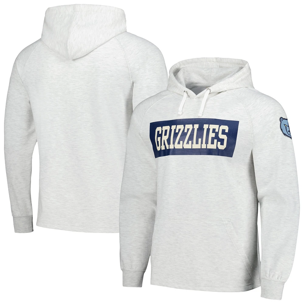 Men's Fanatics Ash Memphis Grizzlies Softhand Raglan Tri-Blend Pullover Hoodie