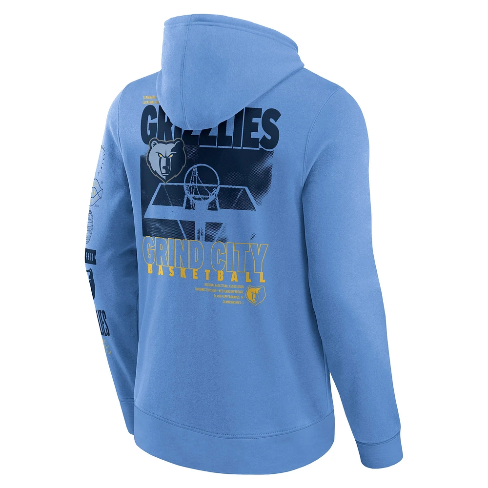 Men's Fanatics  Blue Memphis Grizzlies Game Time Crossover Pullover Hoodie
