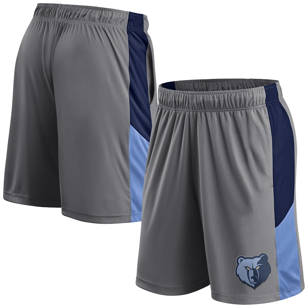 Short d'entraînement Fanatics pour homme gris Memphis Grizzlies