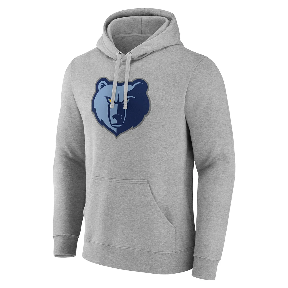 Sweat à capuche avec logo principal des Memphis Grizzlies Fanatics gris chiné pour hommes