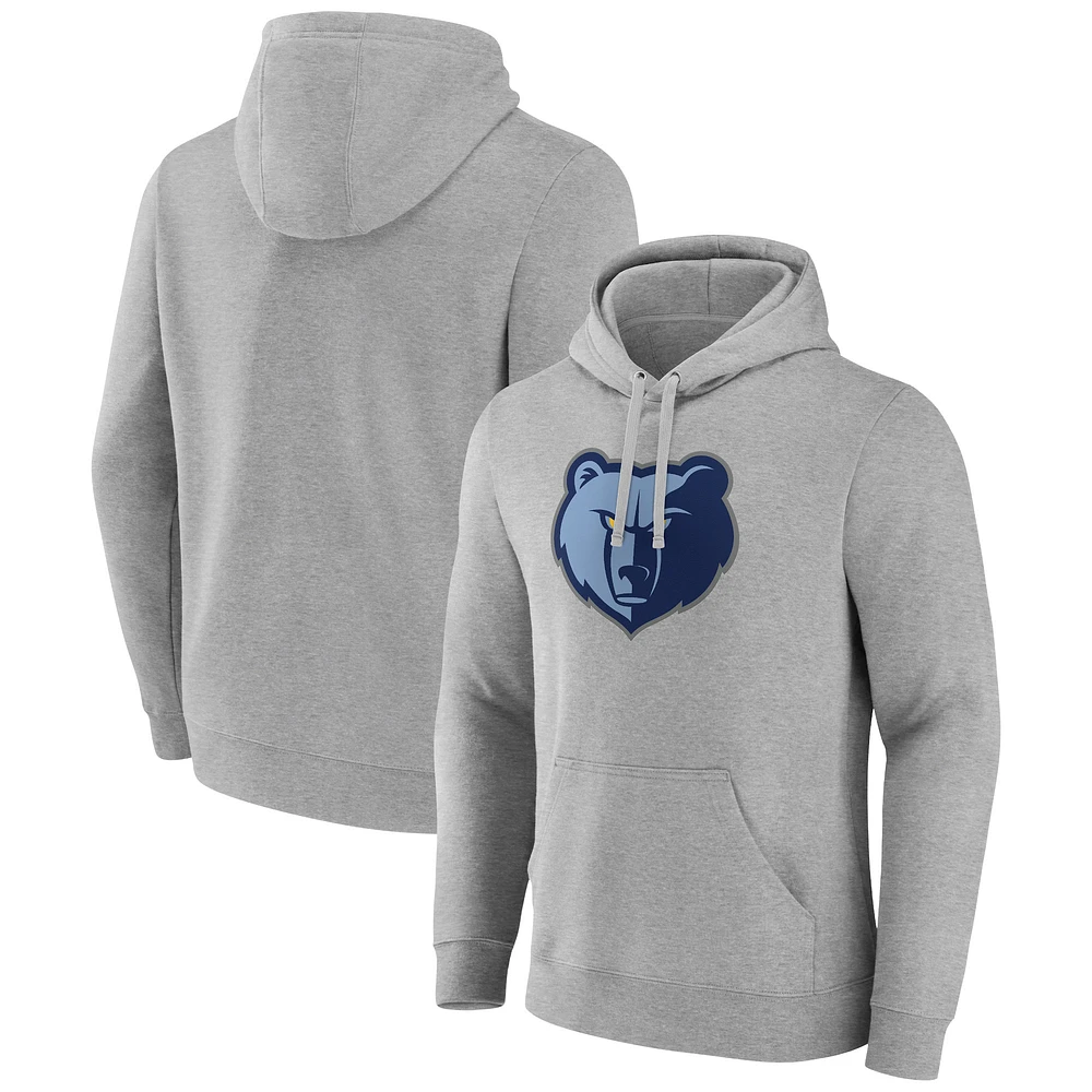 Men's Fanatics  Heather Gray Memphis Grizzlies Primary Logo Pullover Hoodie