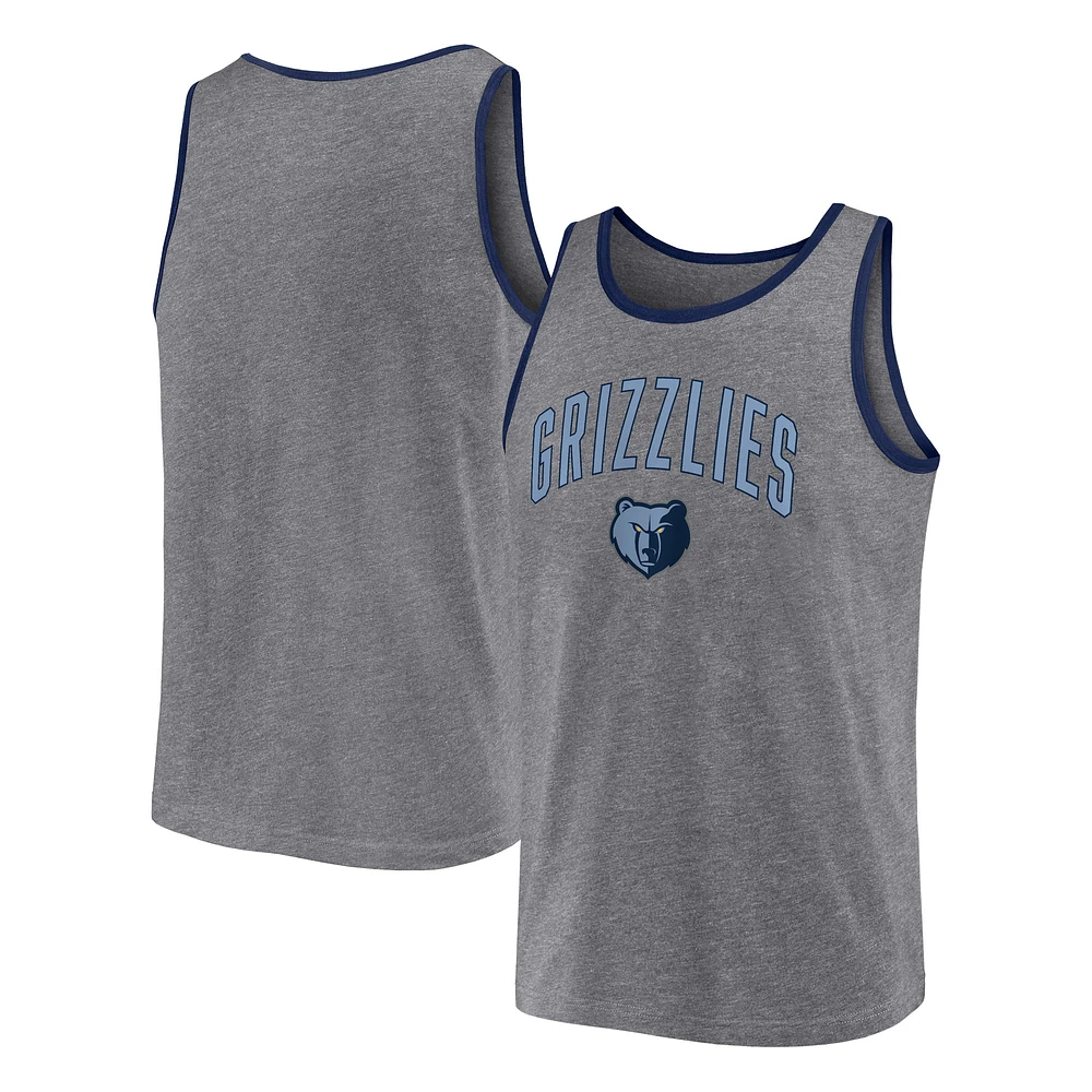 Débardeur avec logo principal des Memphis Grizzlies Fanatics gris chiné pour hommes