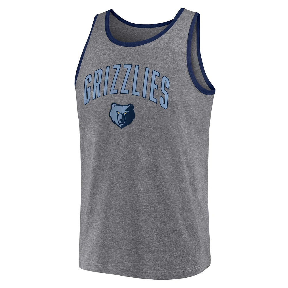 Men's Fanatics Heather Gray Memphis Grizzlies Primary Logo Tank Top