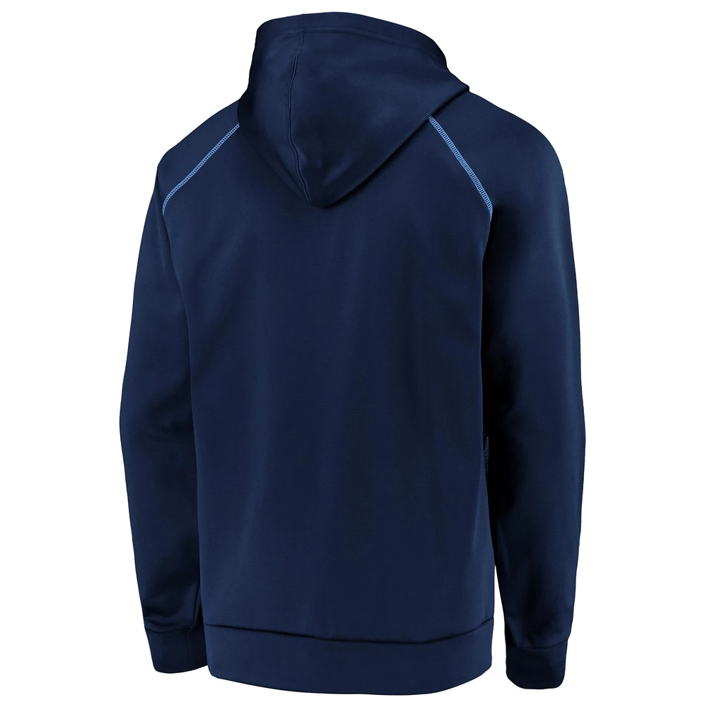 Men's Fanatics Heathered Charcoal/Navy Memphis Grizzlies Game Day Ready Raglan Pullover Hoodie