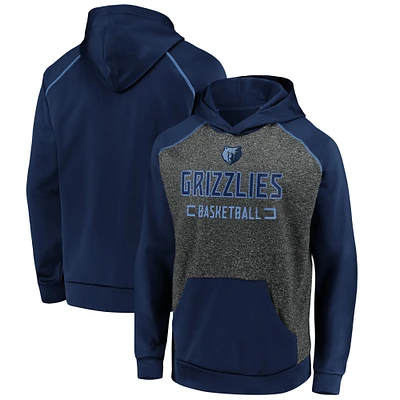 Men's Fanatics Heathered Charcoal/Navy Memphis Grizzlies Game Day Ready Raglan Pullover Hoodie
