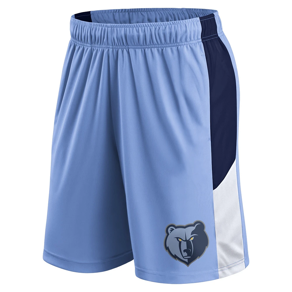 Short de performance d'entraînement Fanatics bleu clair Memphis Grizzlies pour hommes