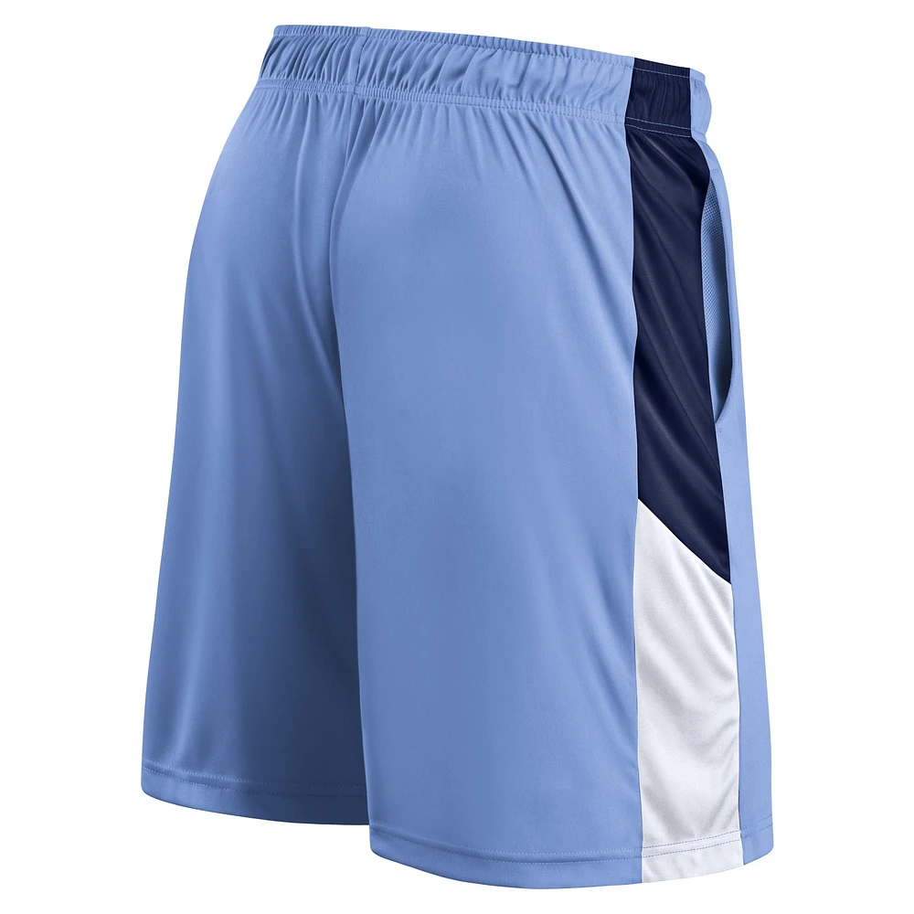 Short de performance d'entraînement Fanatics bleu clair Memphis Grizzlies pour hommes