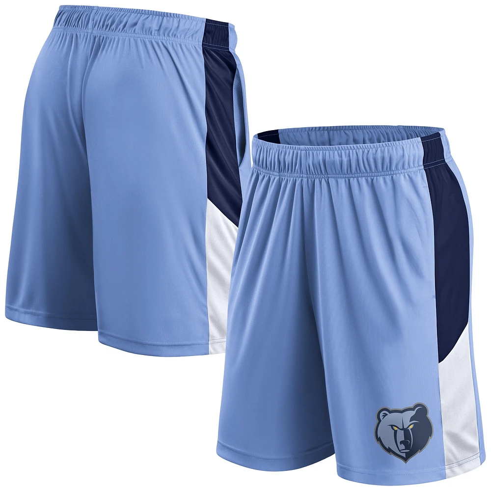 Short de performance d'entraînement Fanatics bleu clair Memphis Grizzlies pour hommes