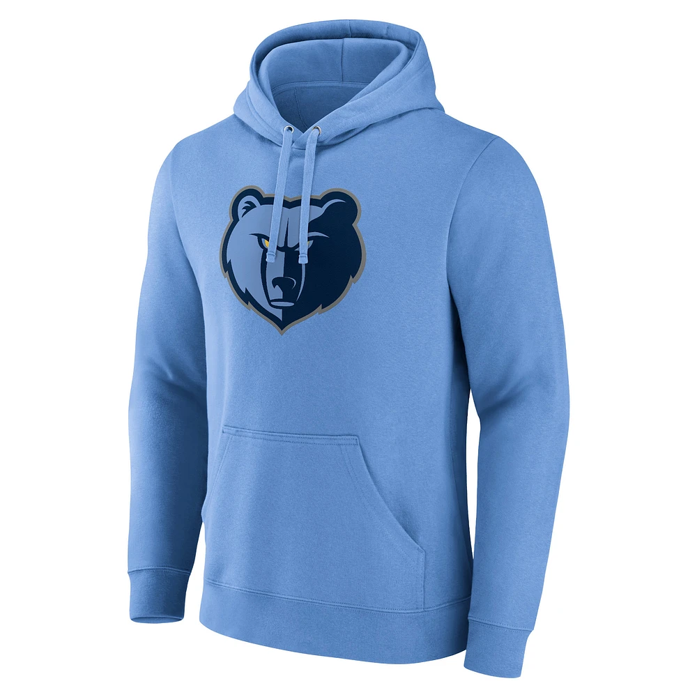 Sweat à capuche avec logo principal Fanatics bleu clair des Memphis Grizzlies pour hommes