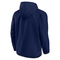 Sweat à capuche quart de zip anorak raglan fanatiques pour hommes, bleu marine/gris, chef d'équipe des Memphis Grizzlies