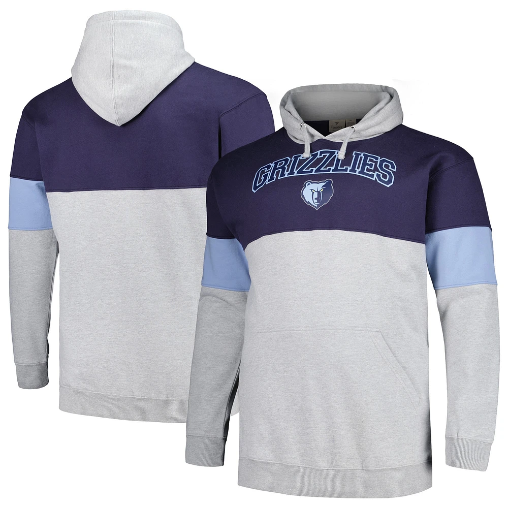 Sweat à capuche Fanatics pour hommes bleu marine/bleu clair Memphis Grizzlies Big & Tall